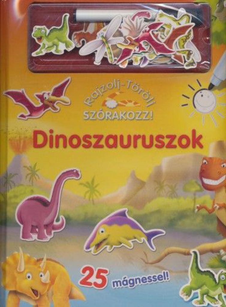Dinoszauruszok - Rajzolj - törölj, szórakozz! - 25 mágnessel!